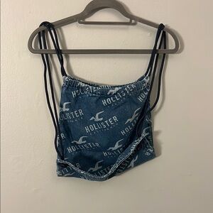 Hollister denim drawstring bag